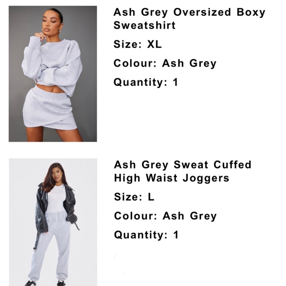 Pretty Little Thing Ash Grey Sweat Set (Sweatshirt and Joggers Bundle) - Picture 8 of 8
